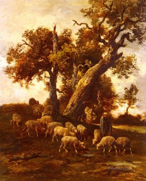 シャルル・エミール・ジャック Painting - 牧草地の羊 動物作家 シャルル・エミール・ジャック